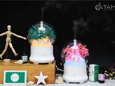 Máy khuếch tán tinh dầu phun khói siêu âm cẩm tú cầu [Tặng tinh dầu] MKTTD-13